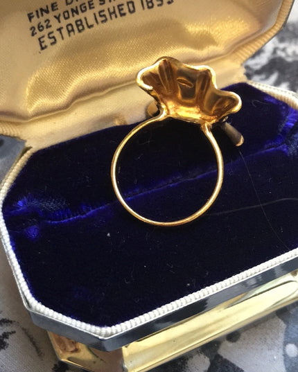 Retired Charles Garnier 18k gold 925 sterling bow ring retired