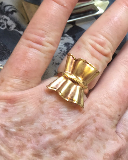 Retired Charles Garnier 18k gold 925 sterling bow ring retired