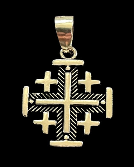 - Sterling Silver 925 Crusaders cross Jerusalem Christian religious pendant