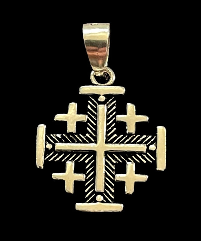 - Sterling Silver 925 Crusaders cross Jerusalem Christian religious pendant