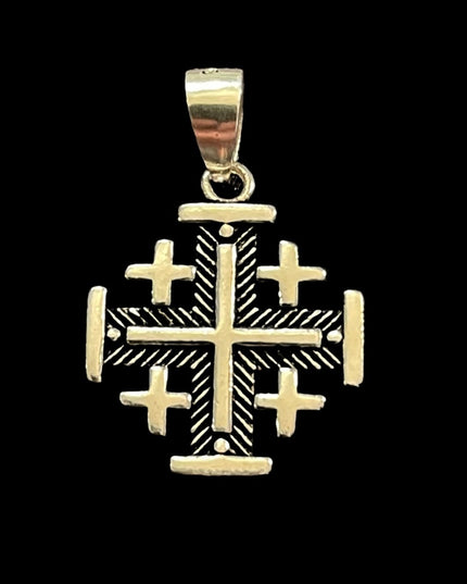 - Sterling Silver 925 Crusaders cross Jerusalem Christian religious pendant