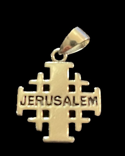 - Sterling Silver 925 Crusaders cross Jerusalem Christian religious pendant