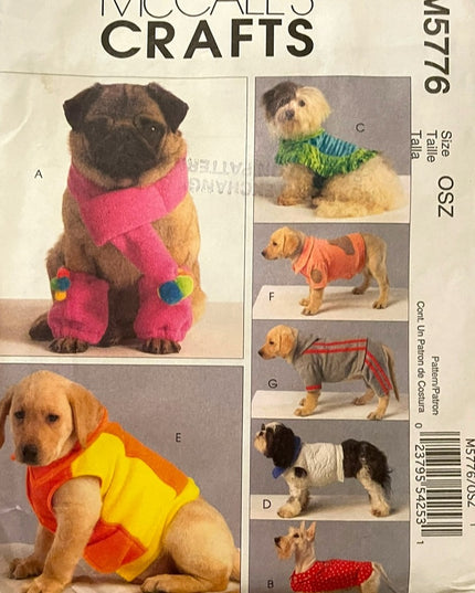 DOG coats scarf warmers clothing Sewing patterns book Mccalls LOT 2 pcs