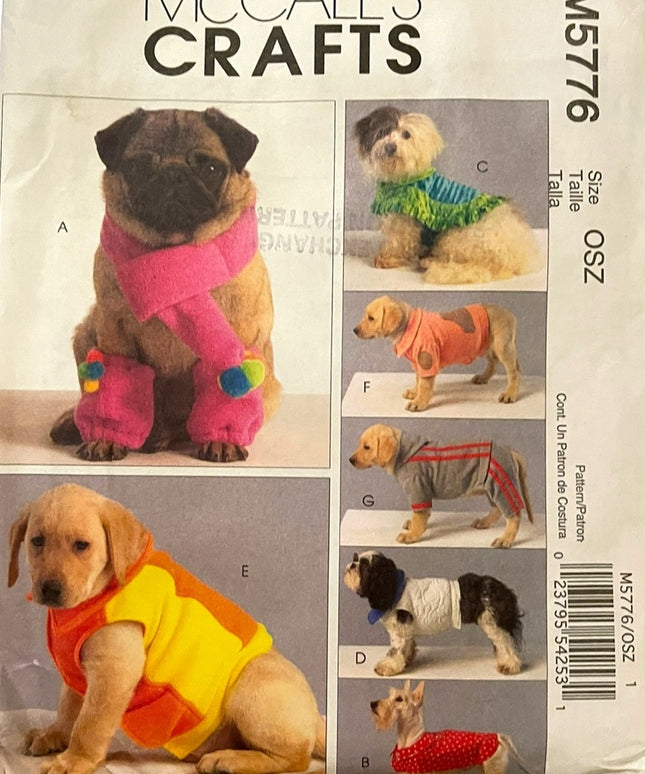 DOG coats scarf warmers clothing Sewing patterns book Mccalls LOT 2 pcs