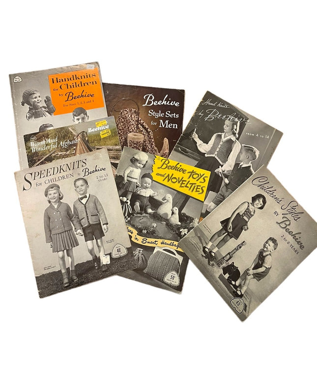 LOT of 7 pcs Vintage 1950s Beehive Knitting books family: Baby children (3)
