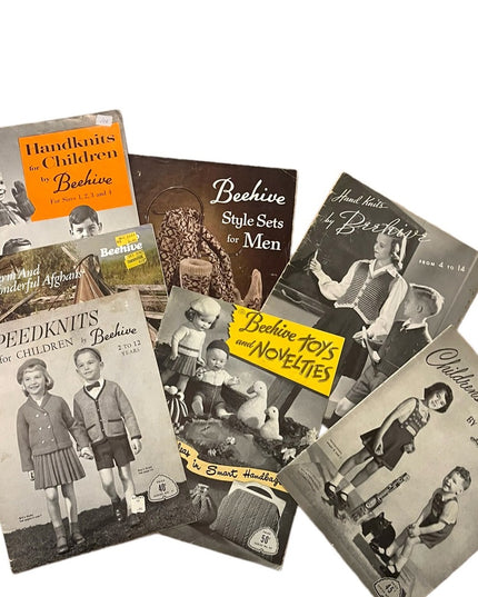LOT of 7 pcs Vintage 1950s Beehive Knitting books family: Baby children (3)