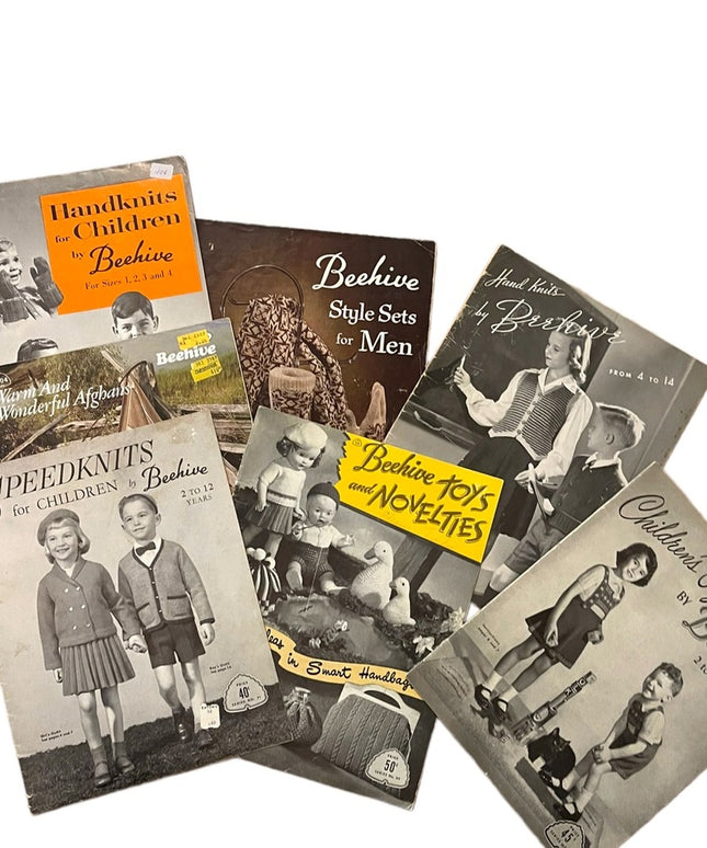 LOT of 7 pcs Vintage 1950s Beehive Knitting books family: Baby children (3)