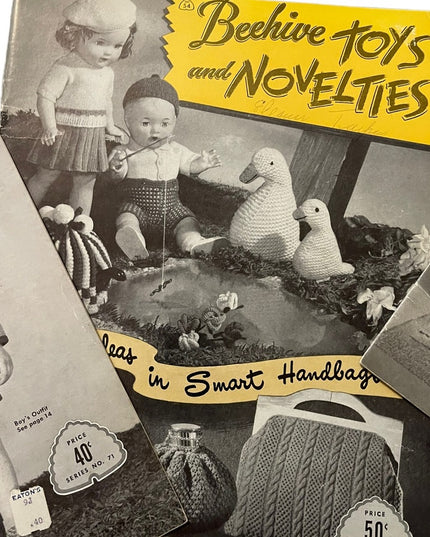 LOT of 7 pcs Vintage 1950s Beehive Knitting books family: Baby children (3)