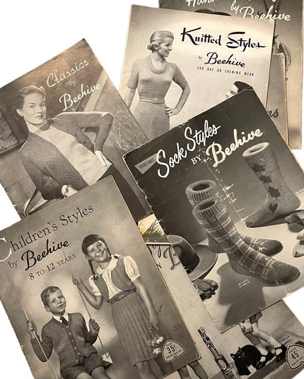 (8) Lot of 7 Beehive vintage knitting books 1950s family baby child