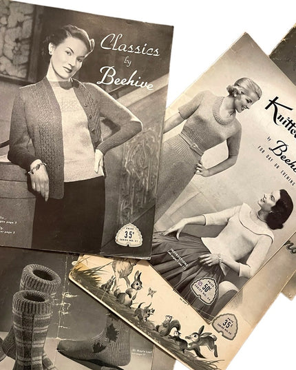 (8) Lot of 7 Beehive vintage knitting books 1950s family baby child