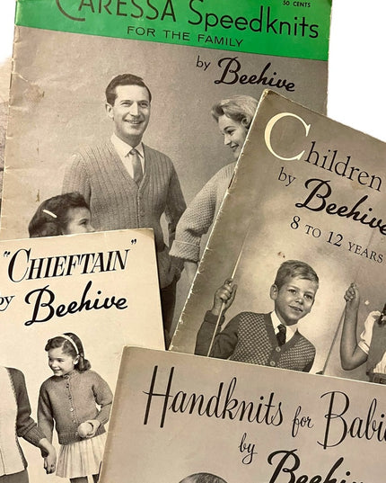 (9) Lot of 7pcs Vintage Beehive 1950s Knitting books baby family child