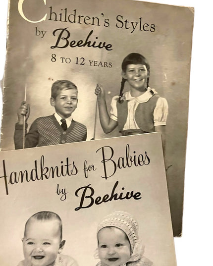 (9) Lot of 7pcs Vintage Beehive 1950s Knitting books baby family child