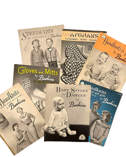 (10) Lot of 7 Vintage 1950s Beehive knitting books baby family child