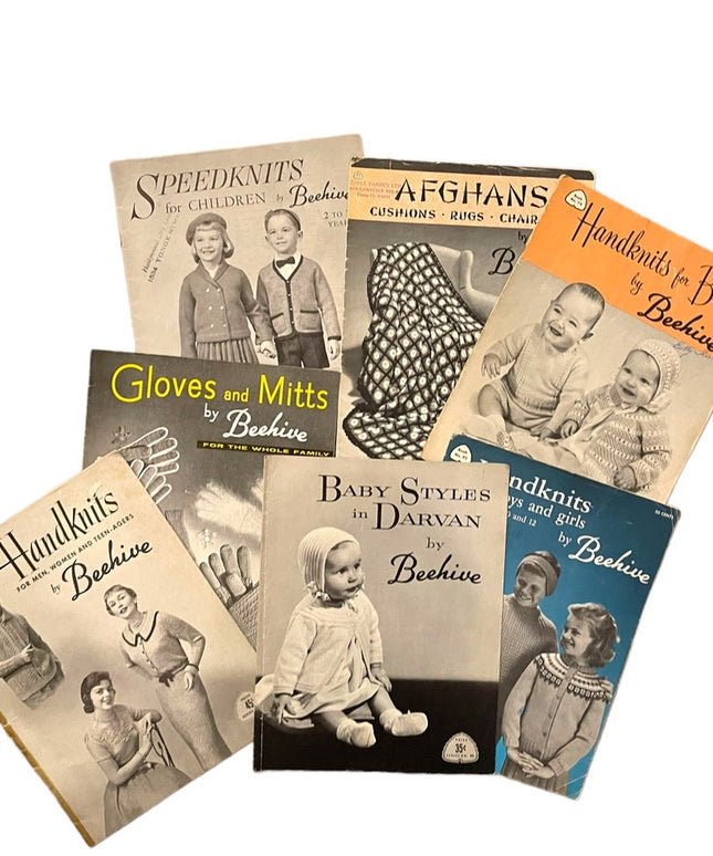 (10) Lot of 7 Vintage 1950s Beehive knitting books baby family child