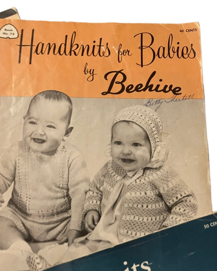 (10) Lot of 7 Vintage 1950s Beehive knitting books baby family child