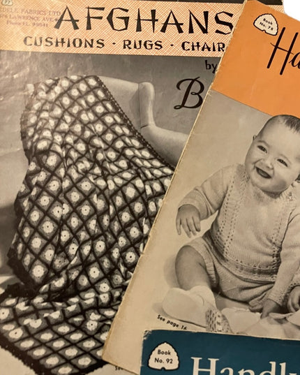 (10) Lot of 7 Vintage 1950s Beehive knitting books baby family child