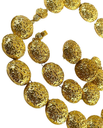 Gold plated FAC Chunky Butler necklace bracelet clip on earrings complete NIB