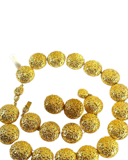 Gold plated FAC Chunky Butler necklace bracelet clip on earrings complete NIB
