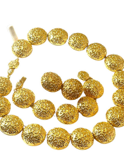 Gold plated FAC Chunky Butler necklace bracelet clip on earrings complete NIB