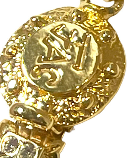 Gold plated FAC Chunky Butler necklace bracelet clip on earrings complete NIB