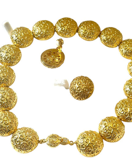 Gold plated FAC Chunky Butler necklace bracelet clip on earrings complete NIB