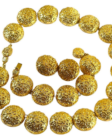 Gold plated FAC Chunky Butler necklace bracelet clip on earrings complete NIB