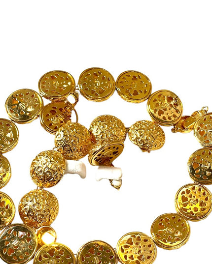 Gold plated FAC Chunky Butler necklace bracelet clip on earrings complete NIB