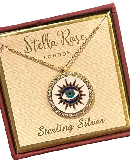 NIB Stella Rose London 18k Gold Plated Evil Eye pendant necklace