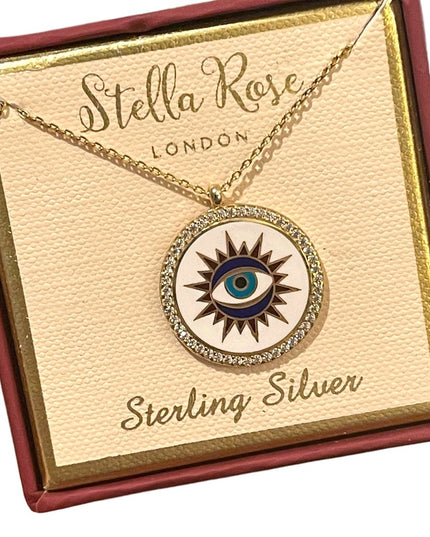 NIB Stella Rose London 18k Gold Plated Evil Eye pendant necklace