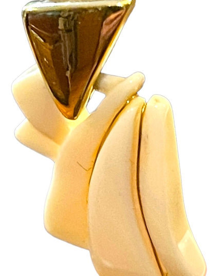 Vintage  Art Deco Style TRIFARI Cream Celluloid gold plate Bar brooch & earrings