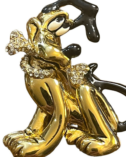 Vintage Napier Disney PLUTO Gold & Swarovski Crystal Brooch gold finish enameled
