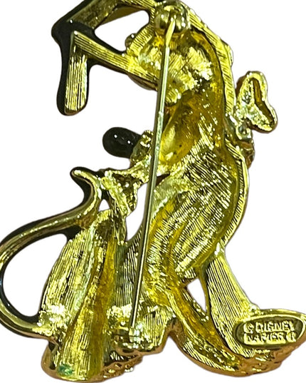 Vintage Napier Disney PLUTO Gold & Swarovski Crystal Brooch gold finish enameled