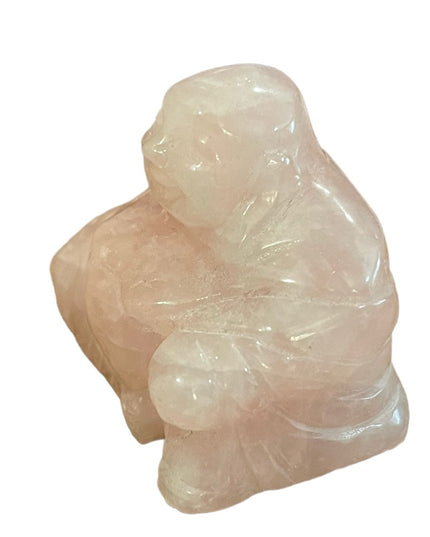 Lovely rose quartz SITTING BUDDAH carved figurine