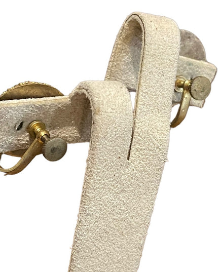 Vintage 1940s Italian glass Micro Mosaic gold finish Italy Earrings