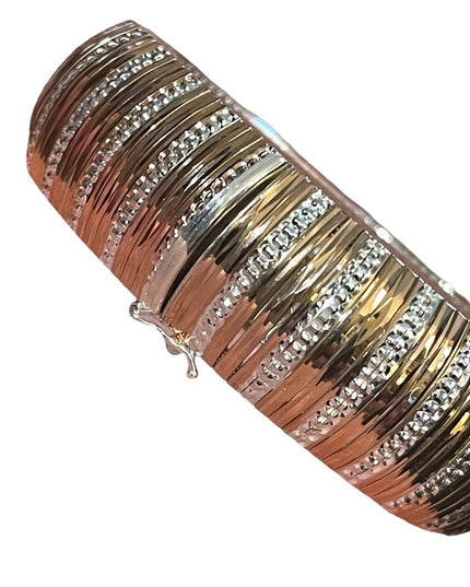 JCM Sterling silver 925 NEW thick heavy 2 tone rose silver bangle bracelet