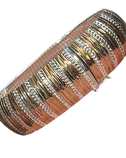 JCM Sterling silver 925 NEW thick heavy 2 tone rose silver bangle bracelet