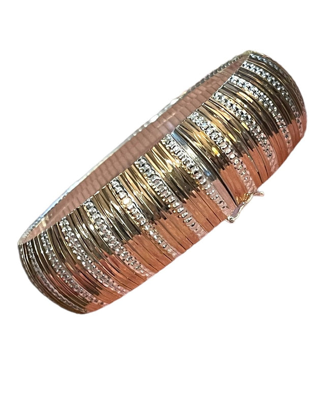 JCM Sterling silver 925 NEW thick heavy 2 tone rose silver bangle bracelet