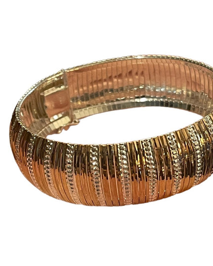 JCM Sterling silver 925 NEW thick heavy 2 tone rose silver bangle bracelet