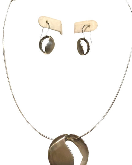 Stunning Modernist Brutalist Breuning Necklace pendant snake chain earrings SET