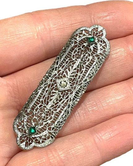 Antique Victorian Sterling silver bar brooch filagree late 1800s