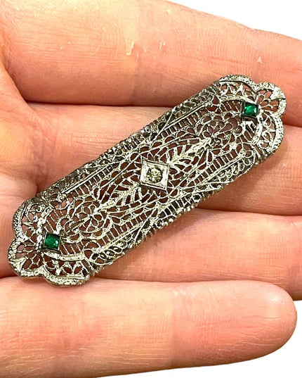 Antique Victorian Sterling silver bar brooch filagree late 1800s
