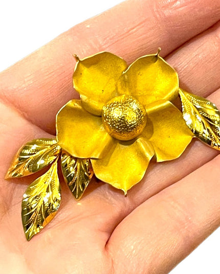 Vintage 1960s Boyd Bond 14k Gold filled flower brooch etched lovely!