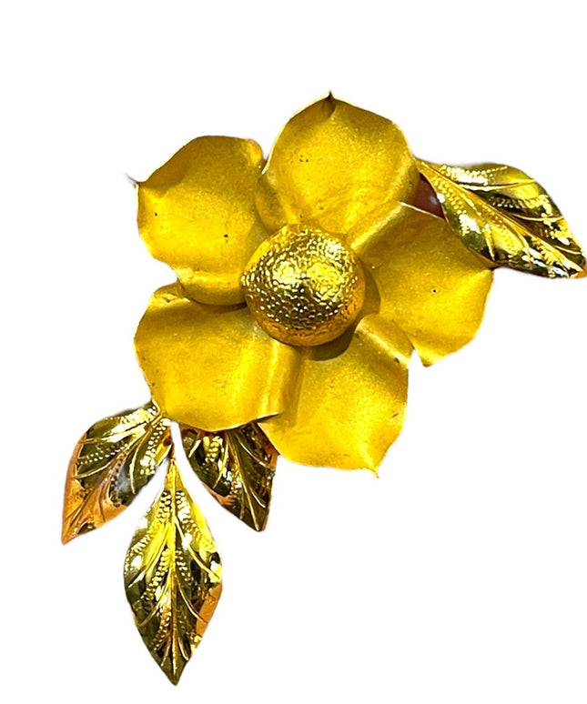 Vintage 1960s Boyd Bond 14k Gold filled flower brooch etched lovely!