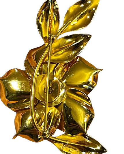 Vintage 1960s Boyd Bond 14k Gold filled flower brooch etched lovely!