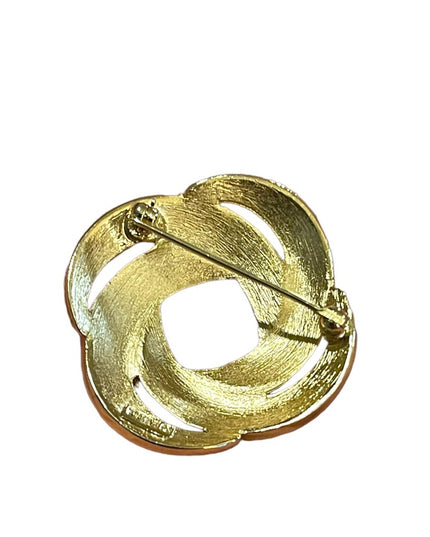 Beautiful gold finish brushed swirl TRIFARI fancy brooch Infinity