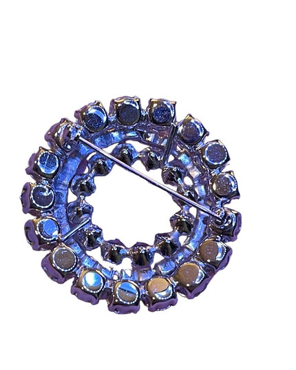Vintage 1950s Stunning fancy crystal silver brooch sparkle Sherman quality