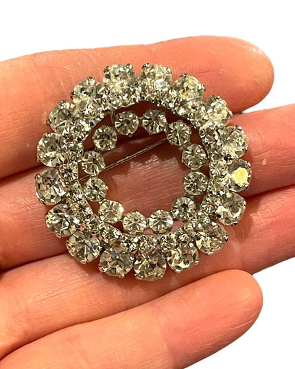 Vintage 1950s Stunning fancy crystal silver brooch sparkle Sherman quality