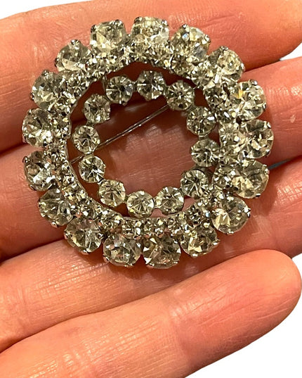 Vintage 1950s Stunning fancy crystal silver brooch sparkle Sherman quality