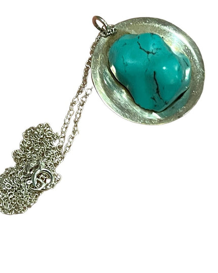 Vintage Navajo Sterling AS artist turquois pendant necklace southwestern native