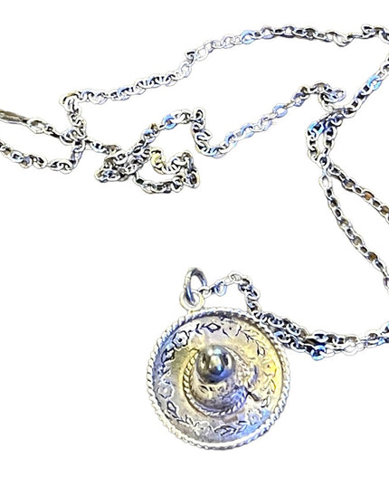 Vintage Mexico Mexican Sterling silver 925 Sombrero hat pendant necklace